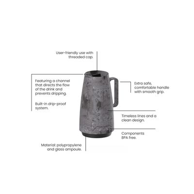 Bule Térmico Tramontina Exata em Plástico Marmorizado Cinza 500 ml