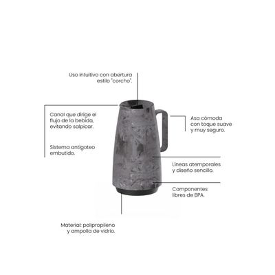 Bule Térmico Tramontina Exata em Plástico Marmorizado Cinza 500 ml
