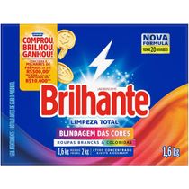 Sabão Em Pó Brilhante Limpeza Total Roupas Brancas e Coloridas 1,6 Kg
