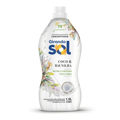 Amaciante Concentrado Roupas Delicadas Girando Sol Coco com Baunilha 1,5 Lts
