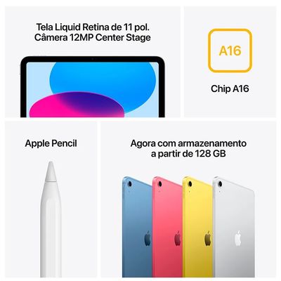 iPad 11ª geração, Chip A16 (Wi-Fi, 128GB) - Prateado