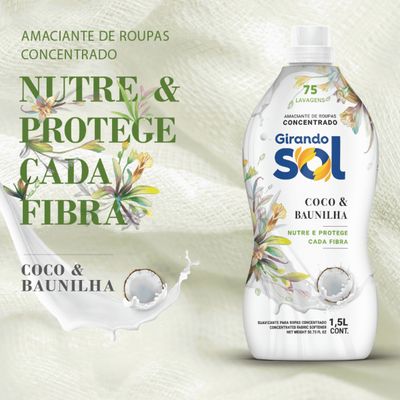 Amaciante Concentrado Roupas Delicadas Girando Sol Coco com Baunilha 1,5 Lts