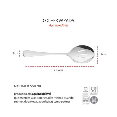 Colher Vazada Aço Inox Servir Saladas Legumes