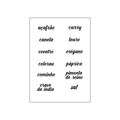 Etiquetas Adesivos Kit 12 Temperos Organizar Cozinha