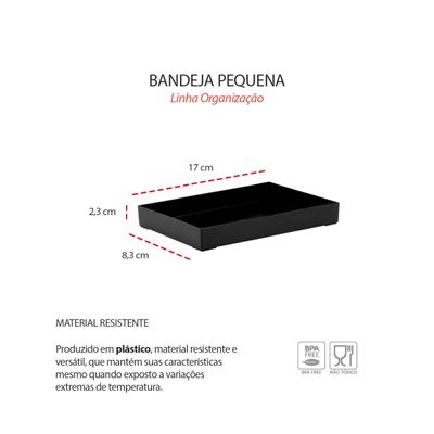 Bandeja Retangular Mini Preta Servir Sushi Petiscos 17cm