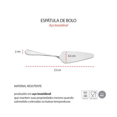 Espatula de Bolo Aço Inox Servir Sobremesas Tortas 23cm