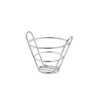 Cestinha Inox Redondo Fritas Servir Bar Restaurante 4un