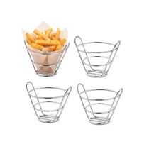 Cestinha Inox Redondo Fritas Servir Bar Restaurante 4un