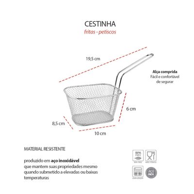 Cestinha Inox Fritas Servir Porçoes Bar Restaurante 4un