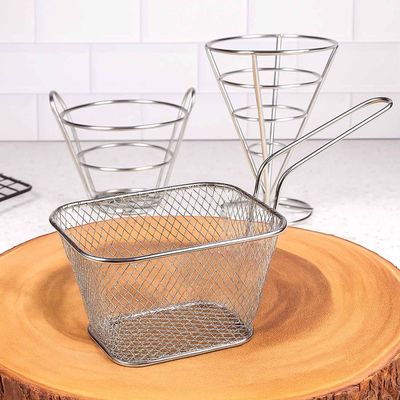 Cestinha Inox Fritas Servir Porçoes Bar Restaurante 4un