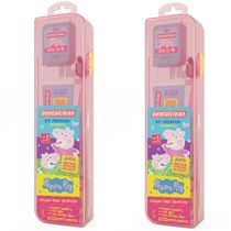 2 KIT PREMIUM ROSA - PEPPA PIG - ESCOVA + FIO DENTAL + GEL