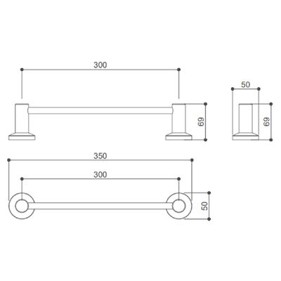 TOALHEIRO DROP DE PAREDE 30CM EM AÇO INOX ESCOVADO DPACE8512