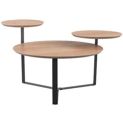 Kit Mesa de Centro e Mesa Lateral Para Sala Pés Metálicos Dari A03 Hanover Preto - Lyam Decor