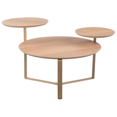 Kit Mesa de Centro e Mesa Lateral Para Sala Pés Metálicos Dari A03 Hanover Dourado - Lyam Decor