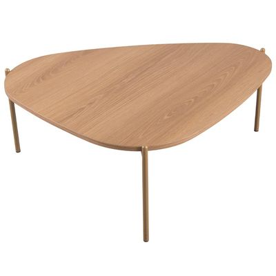 Kit 02 Mesas de Centro e 01 Mesa Lateral Pés Metálicos Adek A03 Hanover Dourado - Lyam Decor