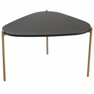 Kit 02 Mesas de Centro e 01 Mesa Lateral Pés Metálicos Adek A03 Nero Dourado - Lyam Decor