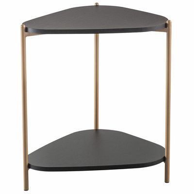 Kit 02 Mesas de Centro e 01 Mesa Lateral Pés Metálicos Adek A03 Nero Dourado - Lyam Decor