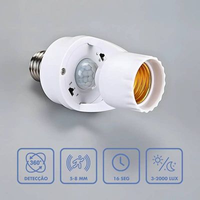 Sensor de Presença Com Fotocélula Para Lâmpada Soquete E27