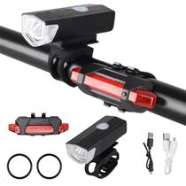 Kit Bike Farol Frontal + Traseiro Ultra Led Usb Recarregável