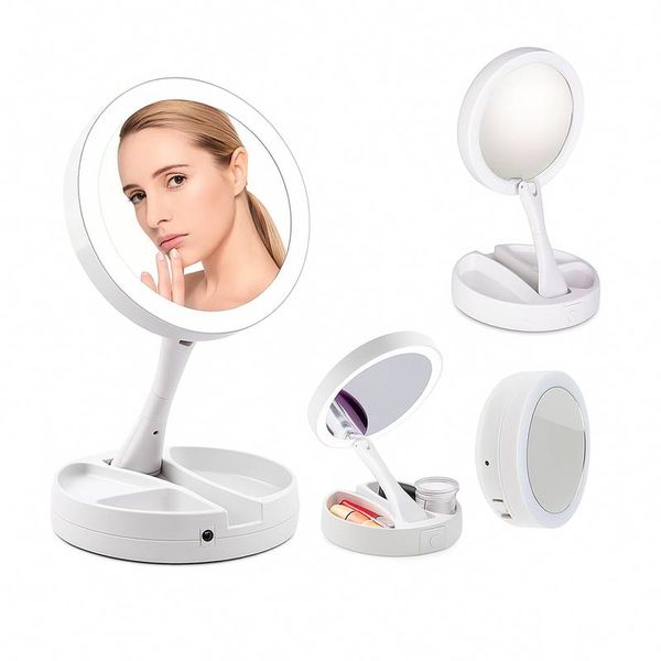 Espelho de Mesa Maquiagem Com Luz Led Rotação 360° Camarim