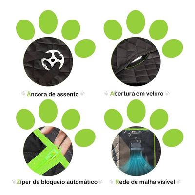 Capa Protetora Banco Traseiro Carro Preto com Verde