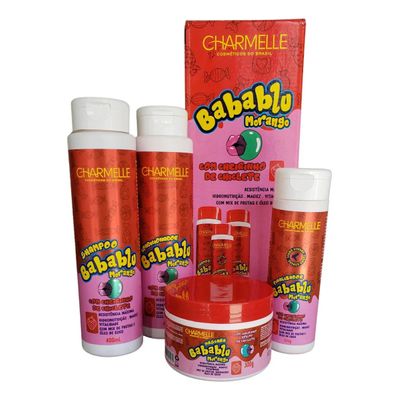 Kit Capilar Babablu 4 Itens Morango Babaloo Charmelle
