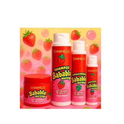 Kit Capilar Babablu 4 Itens Morango Babaloo Charmelle