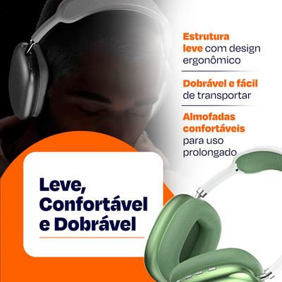 Fone Over Ear Hi-Fi com Arco Lindo e Almofadas Respiráveis