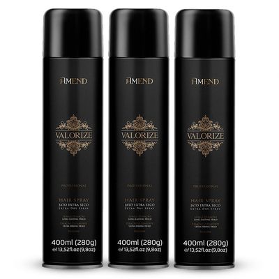 Kit 03 Hair Fixador Ultraforte Valorize Amend 400ml