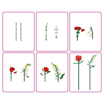 Blocos de Montar Max Premium Flowers - Rosa 204 pçs