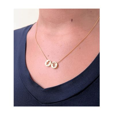 Colar de Filhos menina e menino com zirconia banhado Ouro