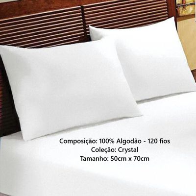 Kit 6 Fronhas Algodão Branca Lisa Crystal Teka