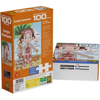 Quebra Cabeça Puzzle 100 Peças Corpo Humano - Grow 4919