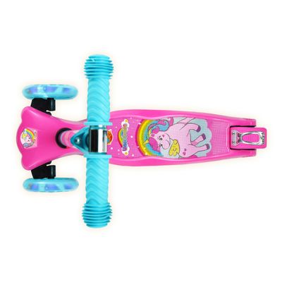 Patinete Radical 3 Rodas Unicórnio Rosa Com Led - Dm Toys 6865