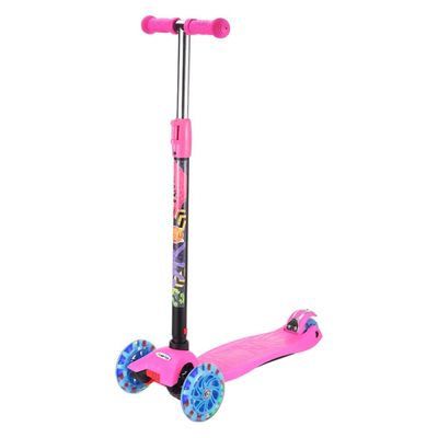 Patinete Radical 3 Rodas New Plus Rosa Com Led - Dm Toys