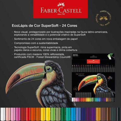 LAPIS DE COR 24 CORES SUPER SOFT NOVA EDICAO FABER CASTELL