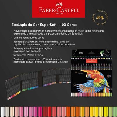 LAPIS DE COR 100 CORES SUPER SOFT NOVA EDICAO FABER CASTELL
