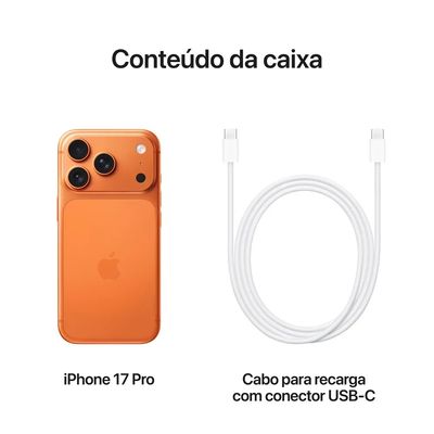 iPhone 17 Pro (512GB) Laranja Cósmico, Tela de 6,3", 5G e Câmera de 48MP