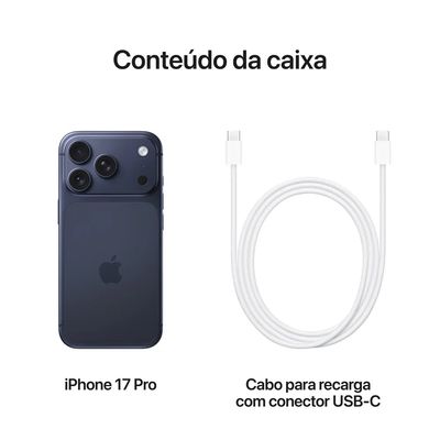 iPhone 17 Pro (512GB) Azul Intenso, Tela de 6,3", 5G e Câmera de 48MP