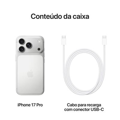 iPhone 17 Pro (512GB) Prateado, Tela de 6,3", 5G e Câmera de 48MP