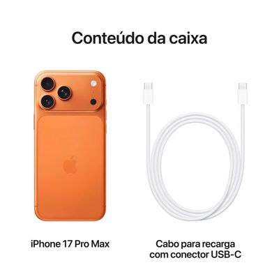 iPhone 17 Pro Max (512GB) Laranja-Cósmico, Tela de 6,9", 5G e Câmera de 48MP