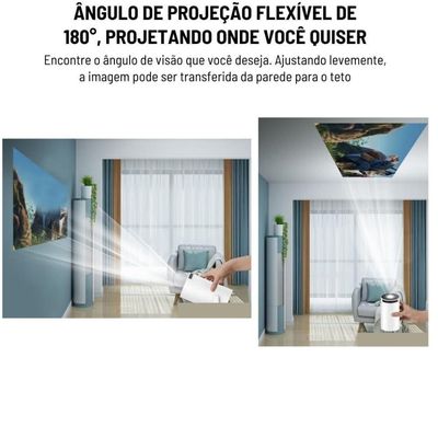 Mini Projetor Portátil Wi-Fi 5G Bluetooth 5.0 Android 11 4K 1080 Full HD até 130 Polegadas