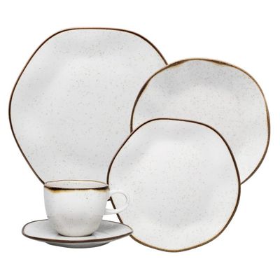 Jogo de Jantar 30 Peças Porcelana Chá Maresia Oxford