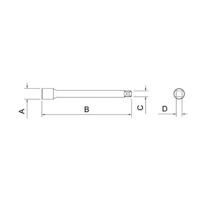 Extensão 5" em Aço Cromo Vanádio - Encaixe 1/2"