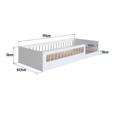 Cama Infantil Montessoriana Solteiro Affetto Branco Completa Móveis