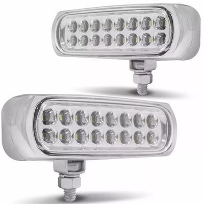 Farol Strobo Estrobo Safetycar Luz Milha Slim Led Vermelho Carcaça Cromada Par
