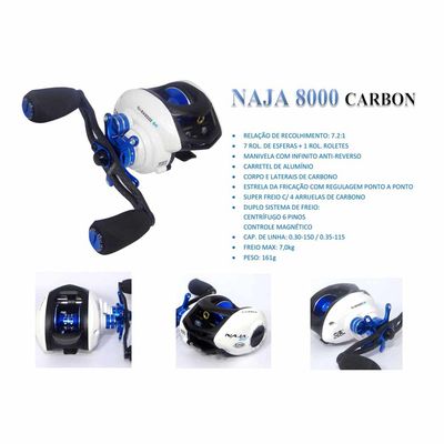 Carretilha para Pesca Maruri Naja Carbon 8R - Esquerda