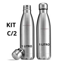 Kit 2 Garrafas de Inox 1L  Para Academia, Esportes e Uso Profissional