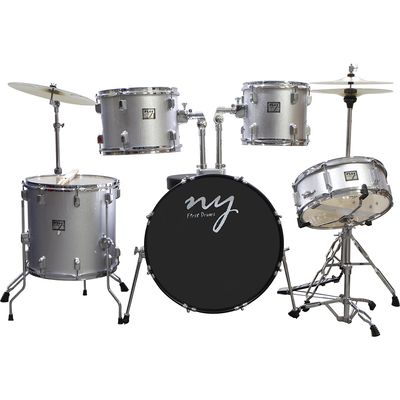 Bateria Acústica 2T Cromada Prata com Banco NY-F1RST