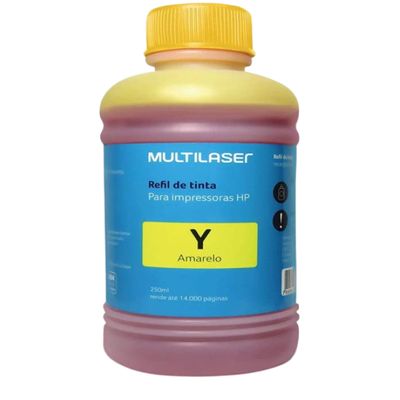 Refil de Tinta para Cartucho Impressoras HP com 250ml Amarelo Multilaser - RF012